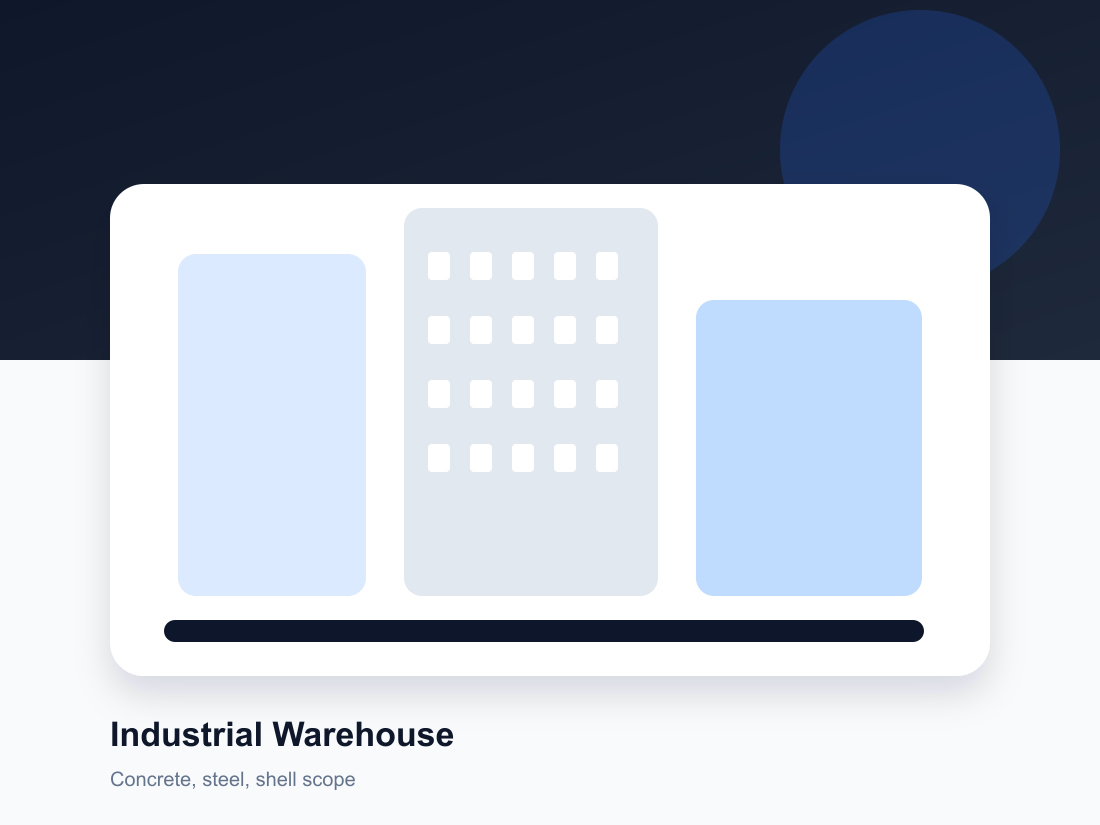 Industrial warehouse estimating project example